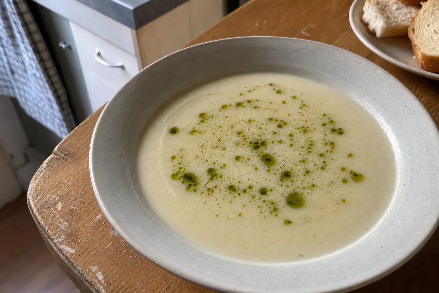 Velvety Cauliflower Soup with Leek and Parsley Oil