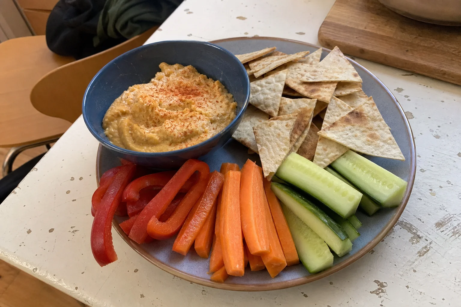 Crispy Tortilla Triangles with Chickpea Spread