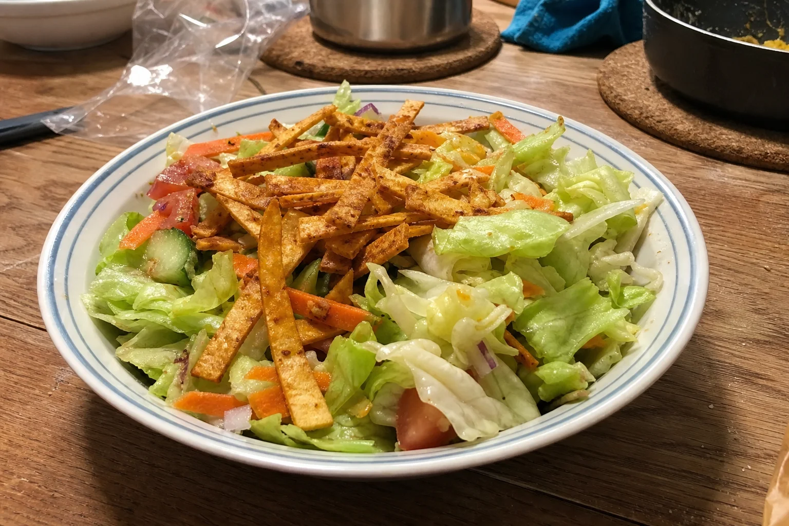 Colourful Cabbage Salad with Crispy Tortilla Strips