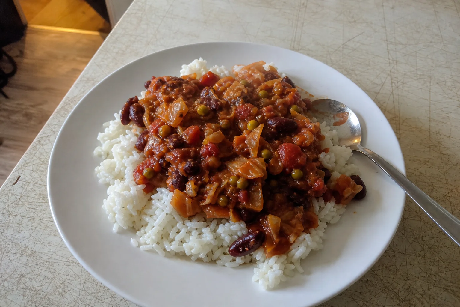 Chilli sin Carne with Rice